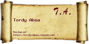 Tordy Absa névjegykártya